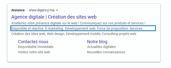 Extension d'accroches Google Ads -  DIGENCY